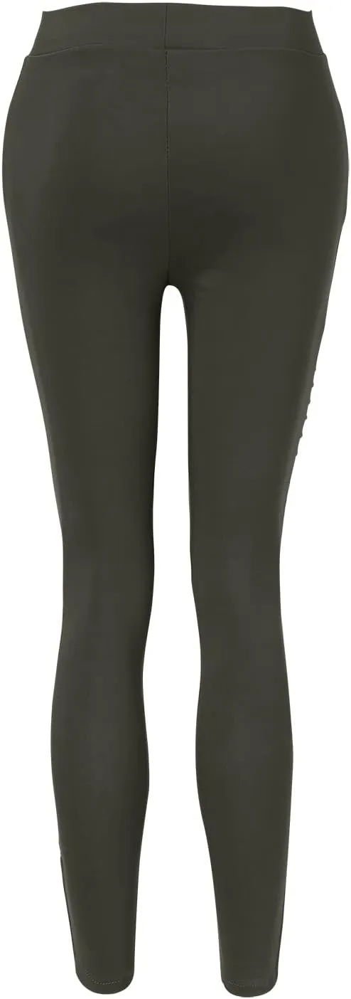 Womens Large Multi Color Fashion Casual Slim Fitting Solid Color Elastic Pants with Pockets Travel Pants for Women