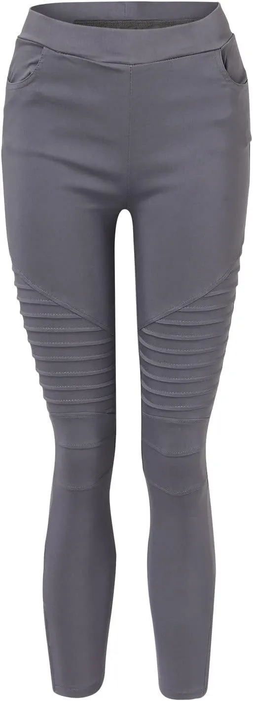 Womens Large Multi Color Fashion Casual Slim Fitting Solid Color Elastic Pants with Pockets Travel Pants for Women