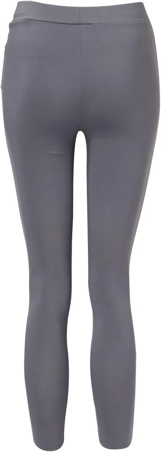 Womens Large Multi Color Fashion Casual Slim Fitting Solid Color Elastic Pants with Pockets Travel Pants for Women