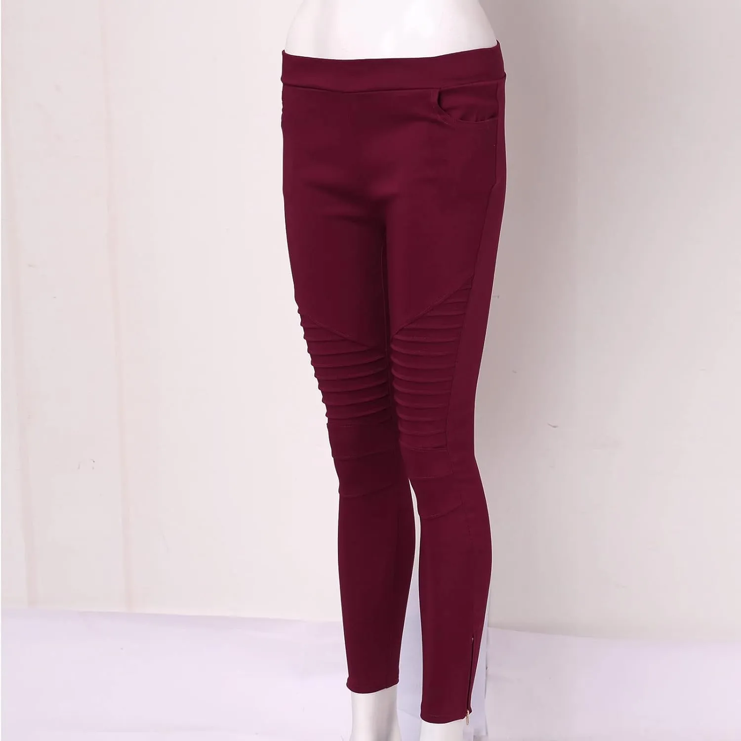 Womens Large Multi Color Fashion Casual Slim Fitting Solid Color Elastic Pants with Pockets Travel Pants for Women