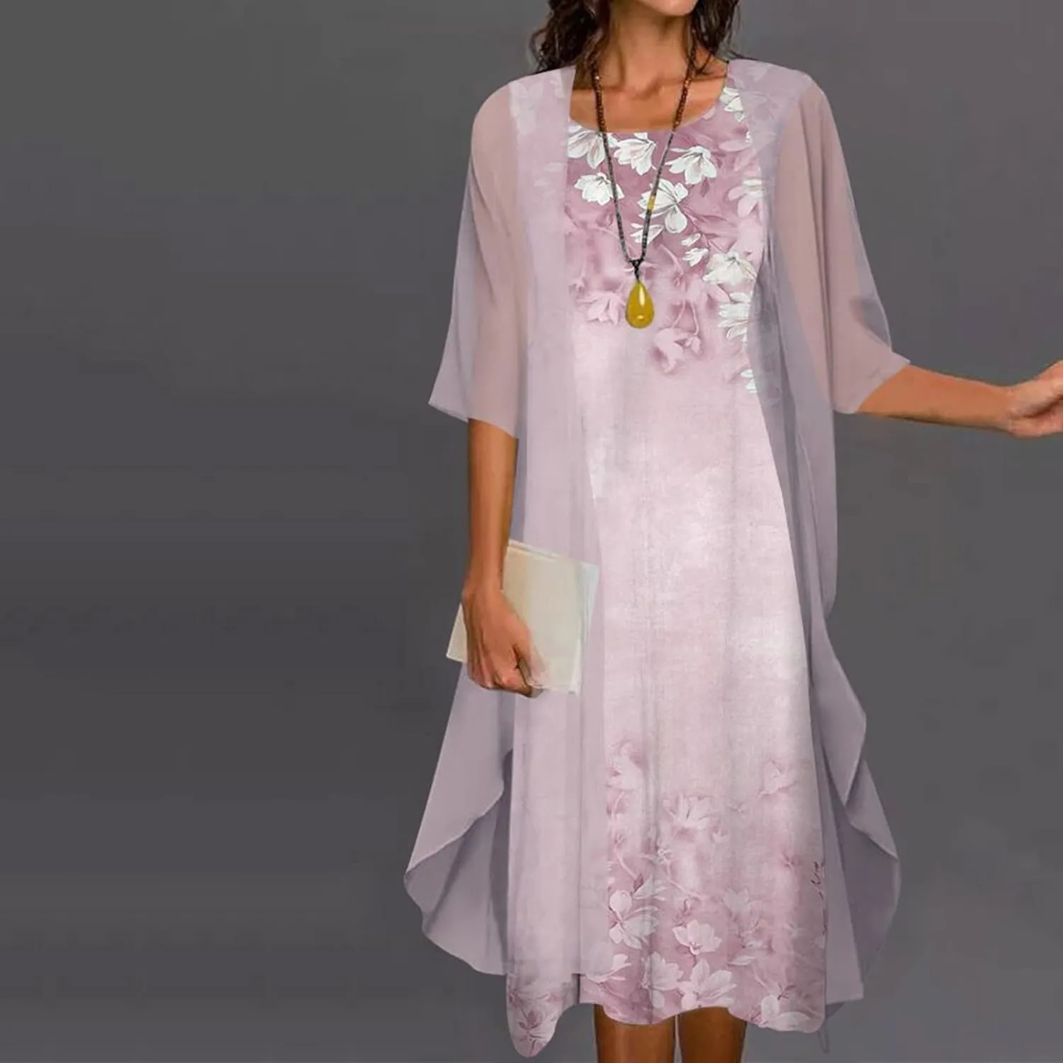 Women's Linen Dress Floral Print Ruffle Irregular Hem Sleeveless Tank Maxi Dress with Long Jacket Loose Two Piece Set
