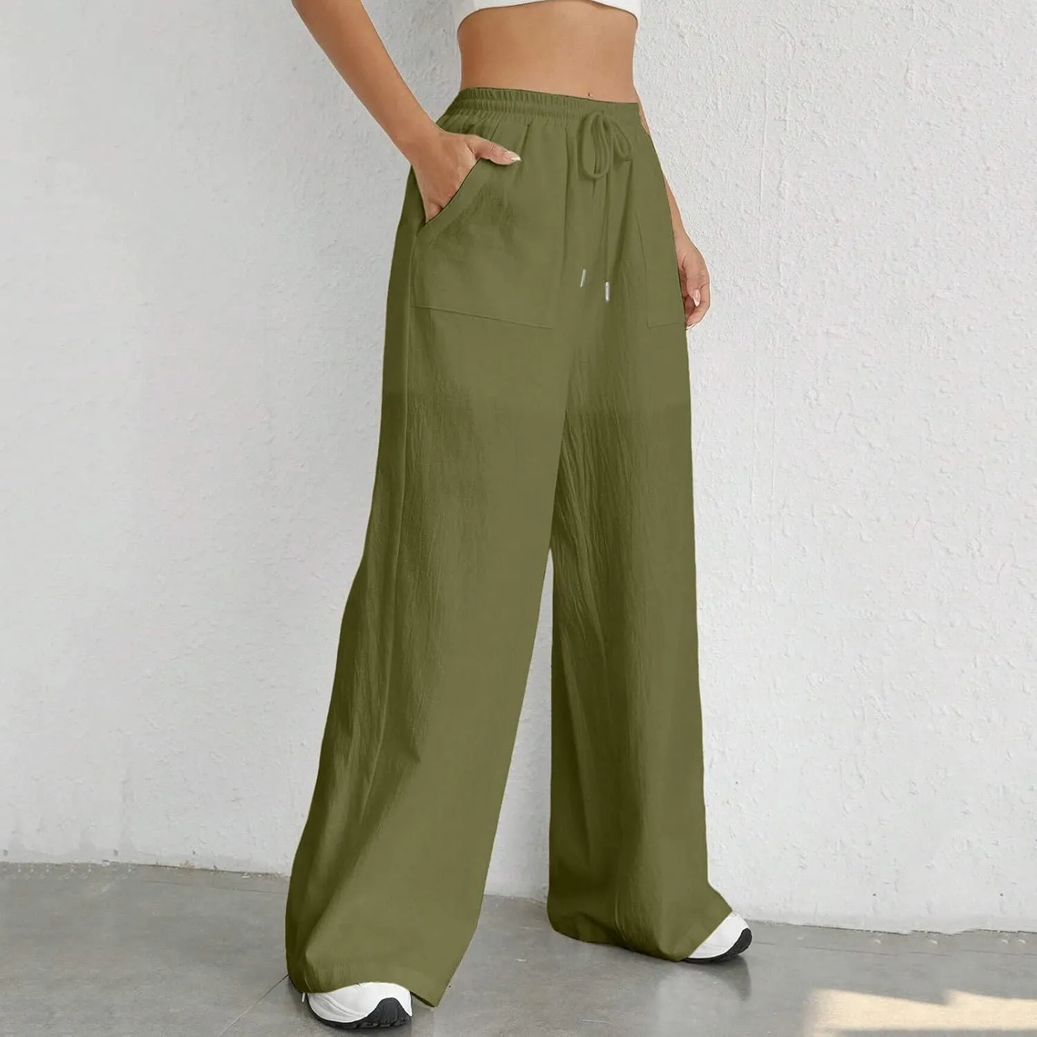 Womens Linen Summer Floral Pant Trousers High Waist Lounge Pants Slim-Fit Pants Trendy