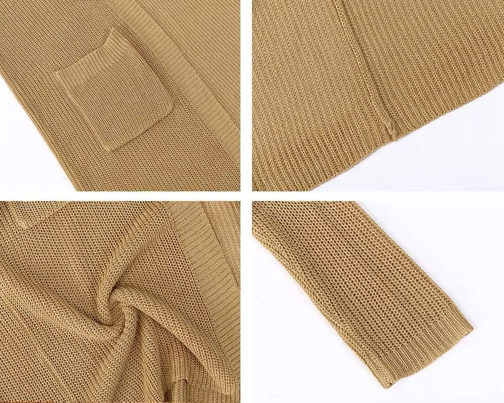 Womens Long Sleeve Open Front Cardigan Sweater Lightweight Knit Casual Loose Fit Sweaters Outerwear with Pockets