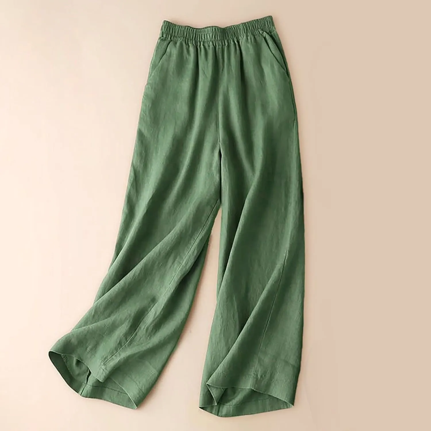 Women's Lounge Pants,Women's Linen Blend Pants High Waist Draped Wide Leg Casual Trousers