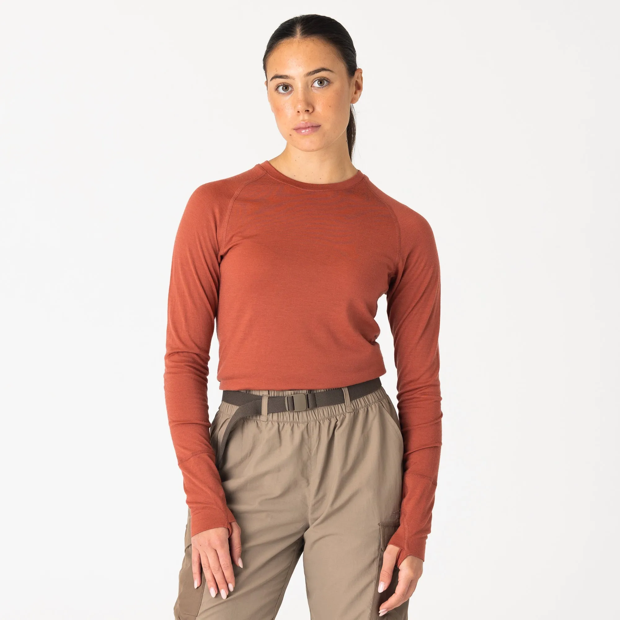 Womens Merino LS Base Layer Light Tannin