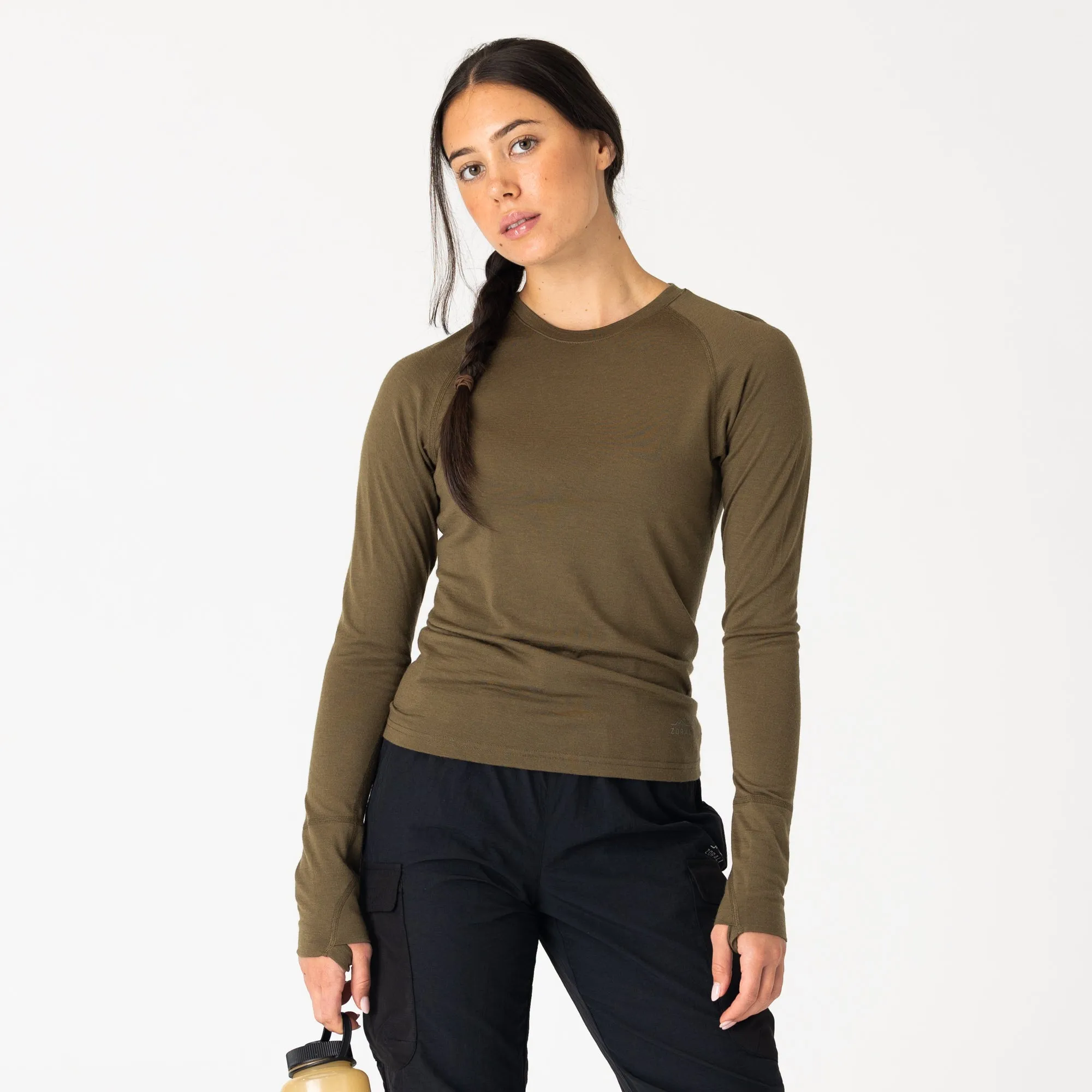 Womens Merino LS Base Layer Olive