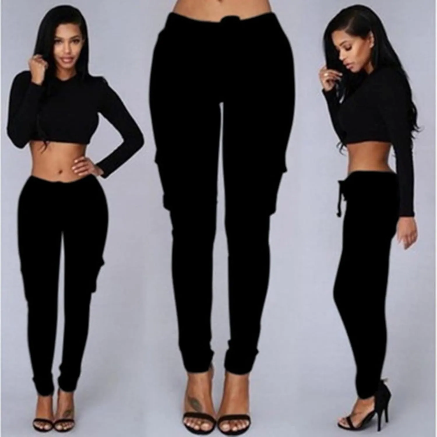 Womens Mid Waist Cargo Leggings High Rise Skinny Cargo Pants Tactical Stretch Jogger Slim Tapered Trouser Sweatpants