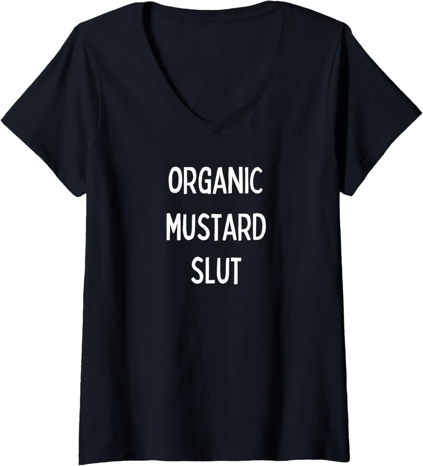 Womens Organic Mustard Slut V-Neck T-Shirt