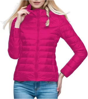 Women's Packable Ultra Lightweight Jackets Puffer Short Down Solid Color Coats Full Zip Warm Casual Outwear