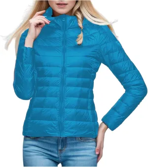 Women's Packable Ultra Lightweight Jackets Puffer Short Down Solid Color Coats Full Zip Warm Casual Outwear