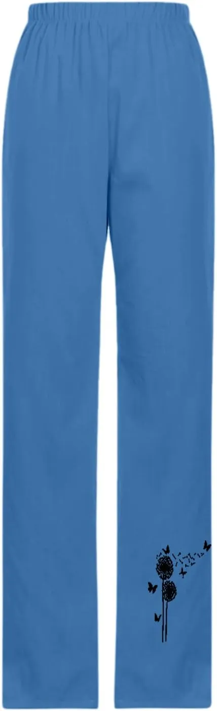 Womens Pants Casual Floral Printed Plus Size Capris Loose Fitting Joggers Lightweight Cropped Pants with Pockets