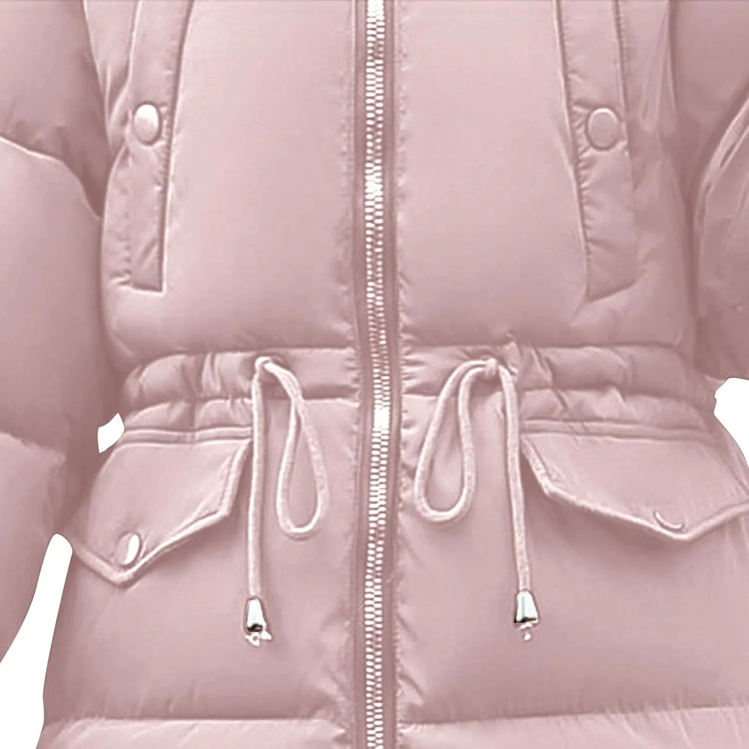 Womens Puffer Coat with Fur Hood Thicken Warm Long Quilted Down Jackets Plus Size Full Zip Windproof Parka Outerwear