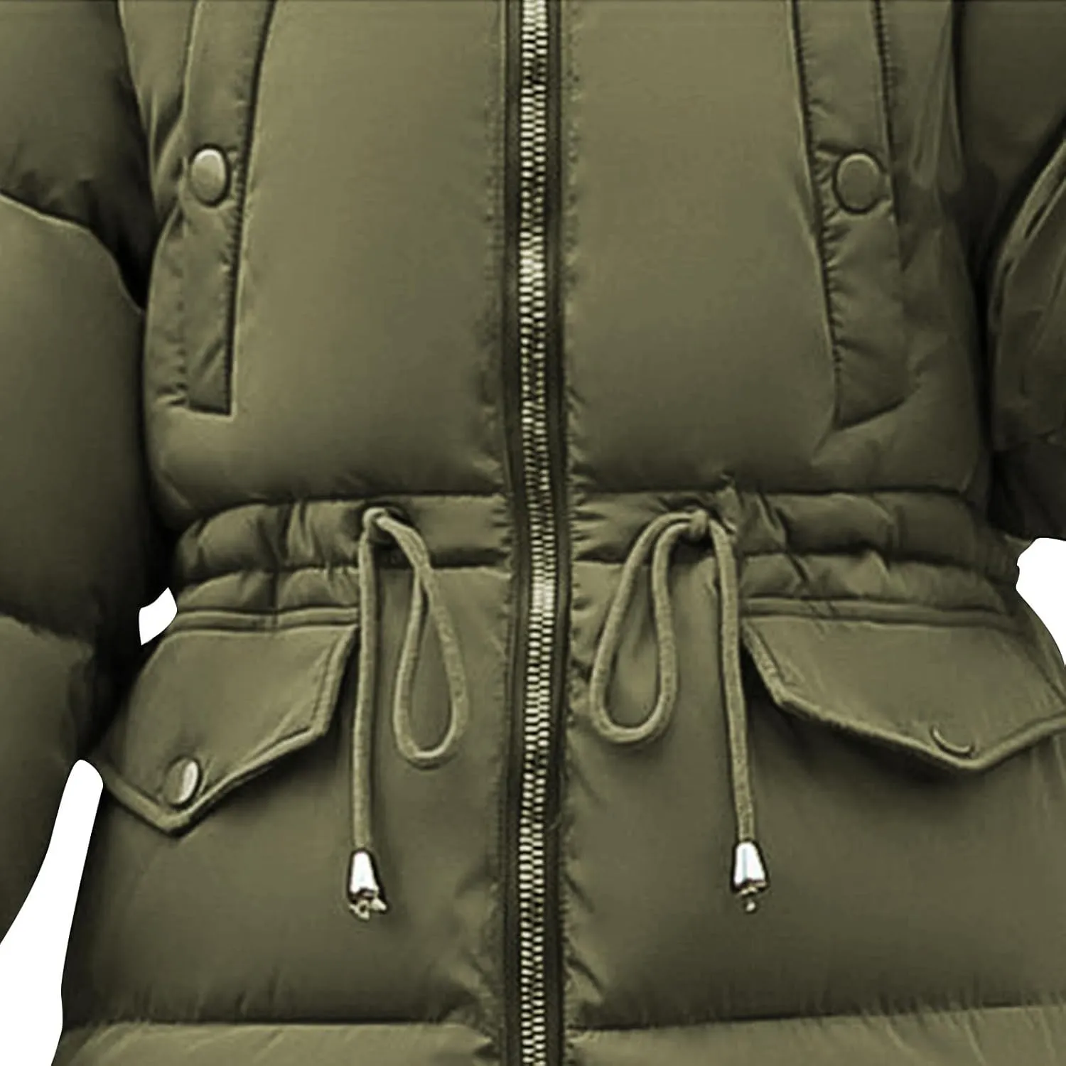 Womens Puffer Coat with Fur Hood Thicken Warm Long Quilted Down Jackets Plus Size Full Zip Windproof Parka Outerwear