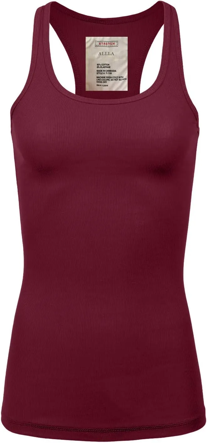 Women's Racerback Tank Top Layering Ribbed Basic Undershirt (S-3X)