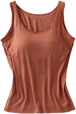 Women's Round Neck Solid Color Casual Padded Camisole Top