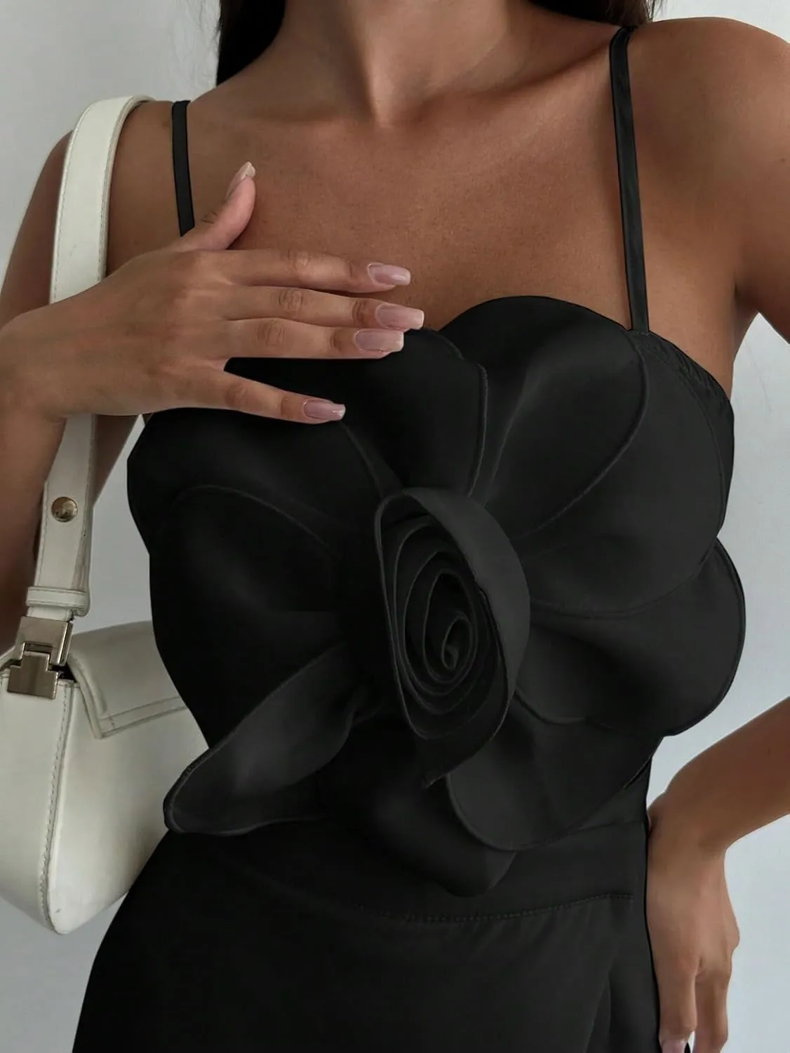 Women's Shirts Black Floral Decorated Camisole Top Fashion Camis Tank Tops