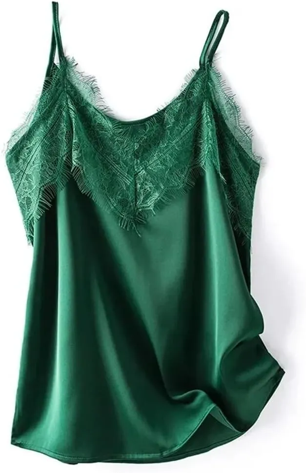 Women's Silk Camisole Lace Sling V-Neck Satin Vest Top