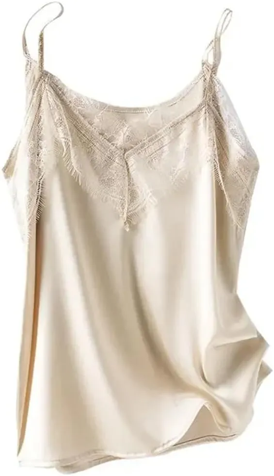 Women's Silk Camisole Lace Sling V-Neck Satin Vest Top