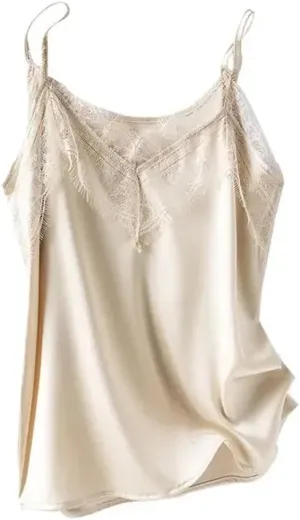 Women's Silk Camisole Lace Sling V-Neck Satin Vest Top