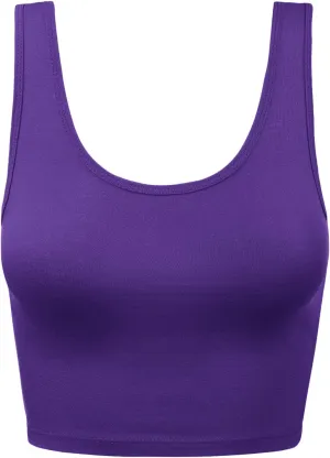 Women's Sleeveless Racerback Crop Tank Top Camisole Backless Scoop Neck Shirts