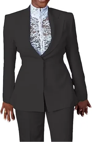 Women's Slim Fit 2-Piece One Button Blazer & Pants Suit for Wedding, Business, Daily Use - Green