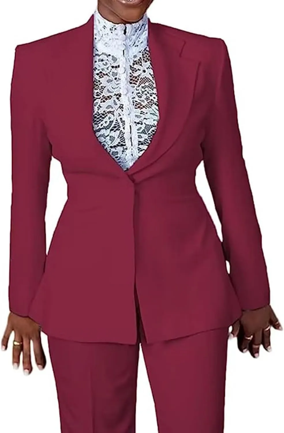 Women's Slim Fit 2-Piece One Button Blazer & Pants Suit for Wedding, Business, Daily Use - Green