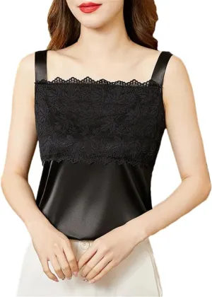 Women's Solid Color Casual Satin Hollow Tassel Stitching Camisole Top