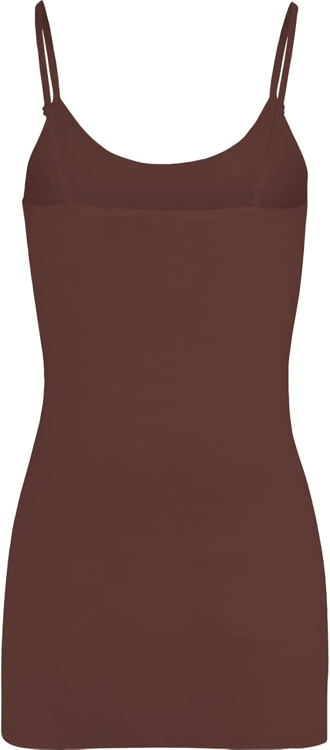 Women's Spaghetti Strap Stretch Cotton Long Cami Camisole Tank Top