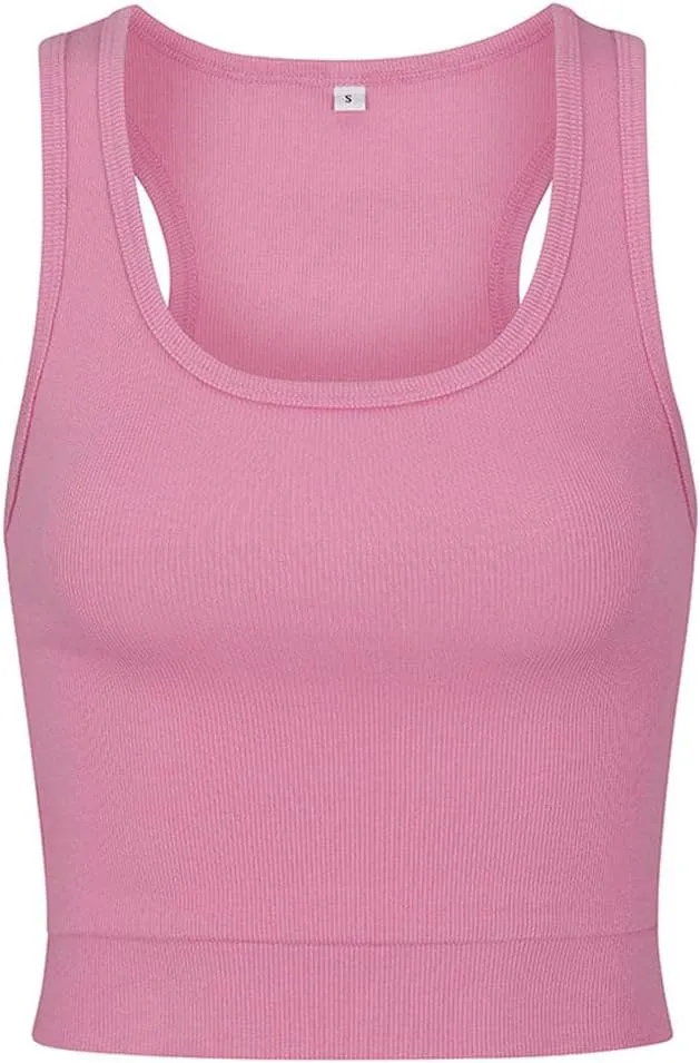 Women's Sporty-Racerback Half Tank with Fitted Band Sport Style Top