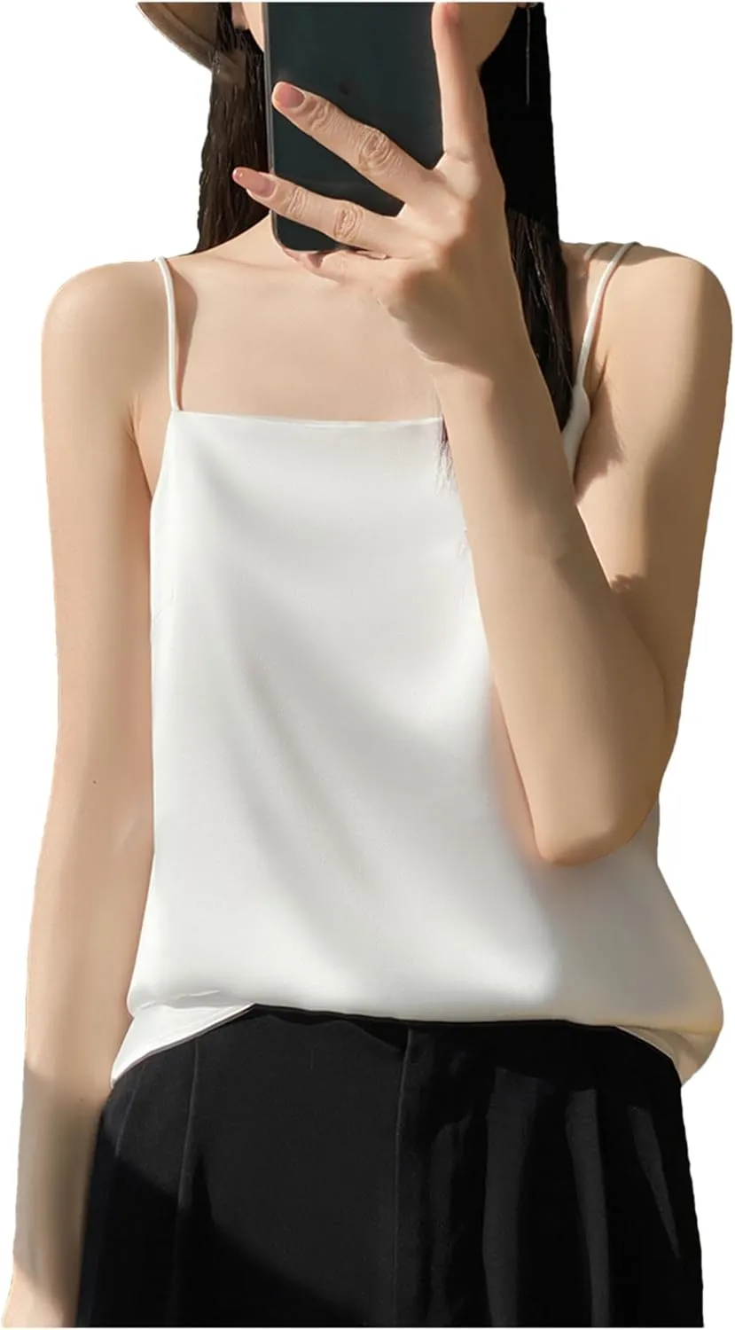 Women's Suspended Tank Top Versatile Base Layer Satin Sleeveless Camisoles