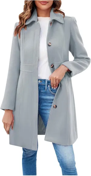 Women's Trench Coats Trendy 2024 Winter Warm Long Coat Slim Classic Solid Color Trench Coats