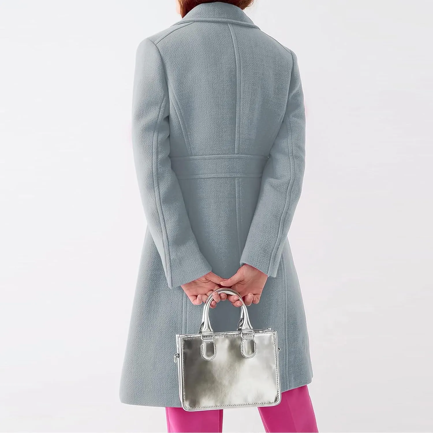 Women's Trench Coats Trendy 2024 Winter Warm Long Coat Slim Classic Solid Color Trench Coats