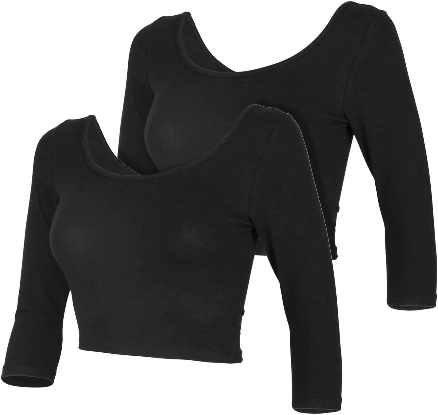 Womens Trendy Solid Color Basic Scooped Neck and Back Crop Top
