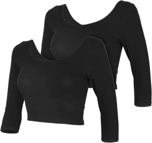 Womens Trendy Solid Color Basic Scooped Neck and Back Crop Top