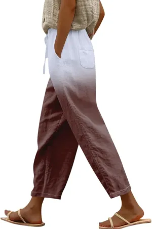 Women's Wide Leg Pants with Pockets Wide Leg Plus Size Capri Pants Lightweight Capri Trousers S 5XL Summer Vacation