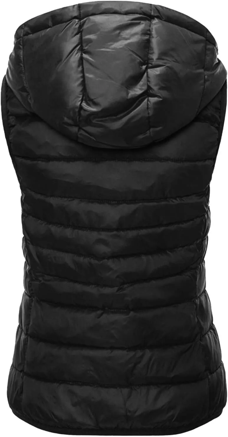 Women's Winter Down Vest Lightweight Packable Puffer Vest Warm Down Jackets Plus Size Fashion Waistcoat with Hood