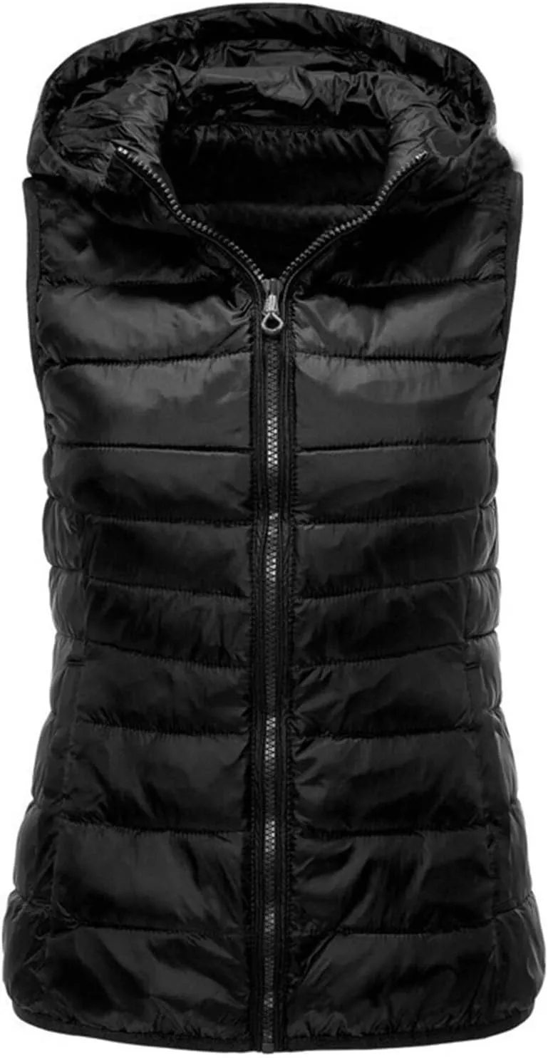 Women's Winter Down Vest Lightweight Packable Puffer Vest Warm Down Jackets Plus Size Fashion Waistcoat with Hood