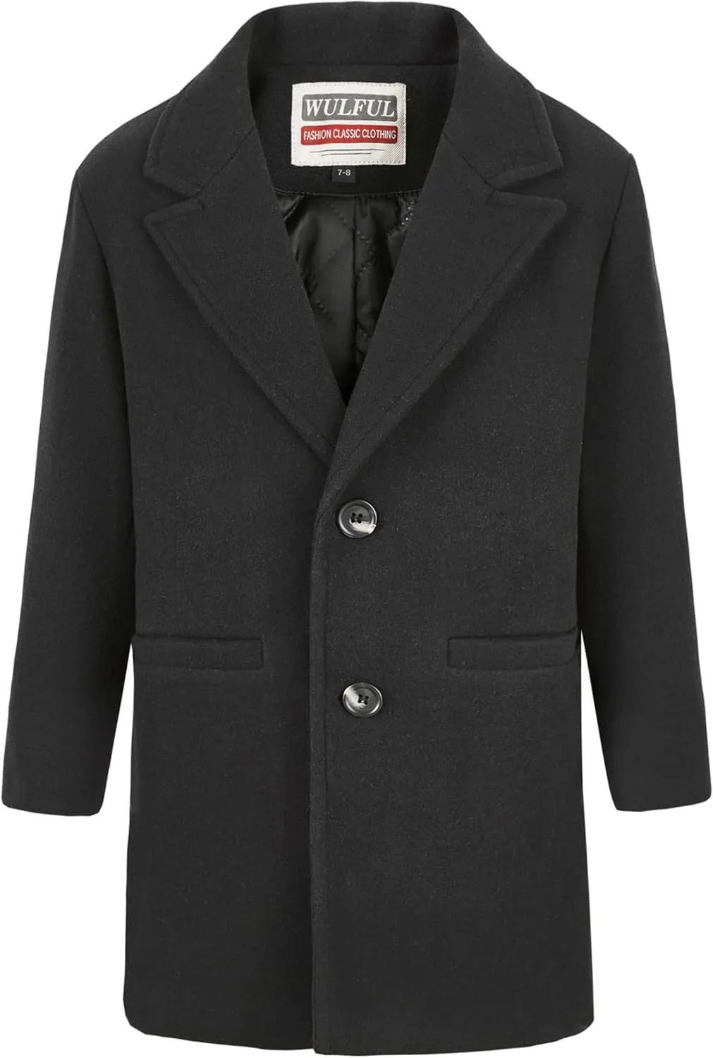 WULFUL Boys Wool Coat Single Breasted Trench Coat Winter Pea Coat