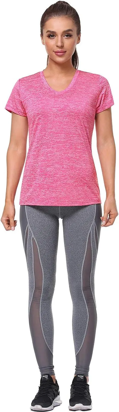 Xelky 3-4 Pack Women's Dry Fit Tshirt Short Sleeve Moisture Wicking Athletic Shirts Sport Activewear Tee V Neck Workout Top
