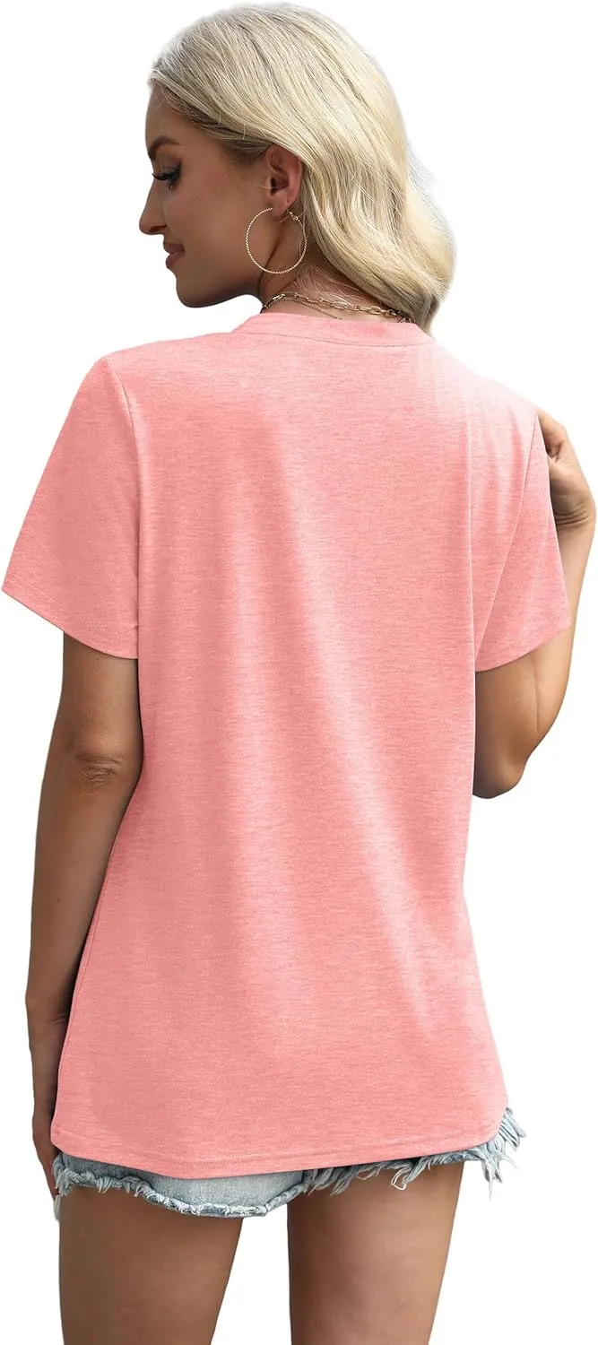 XIEERDUO Womens Summer Tops 2025 Pleated Round Neck Short Sleeve Shirts Business Casual