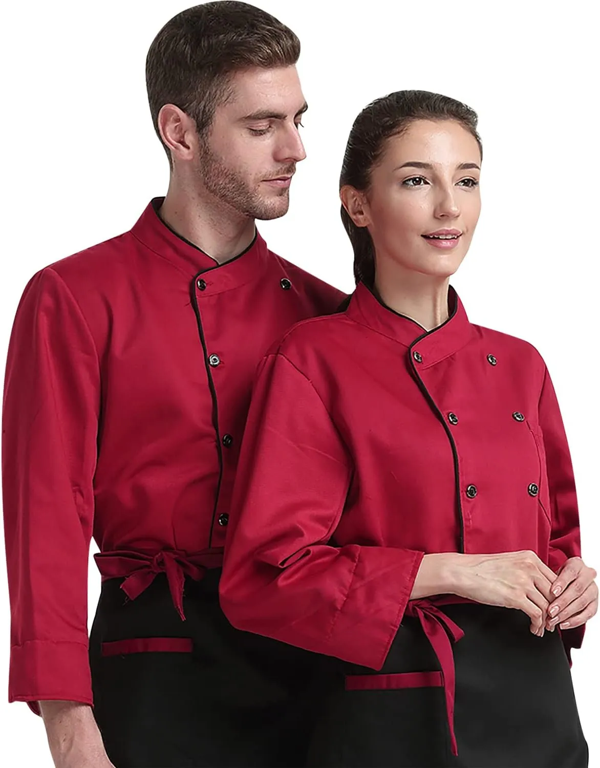 XINFU Unisex Chef Coat Long Sleeves/Short Sleeves Double-Breasted Kitchen Chef Uniform