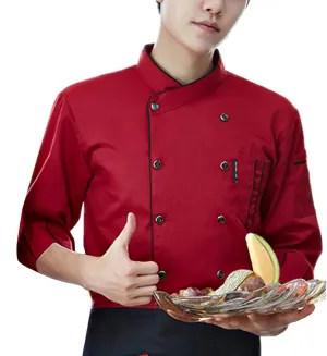 XINFU Unisex Chef Coat Long Sleeves/Short Sleeves Double-Breasted Kitchen Chef Uniform