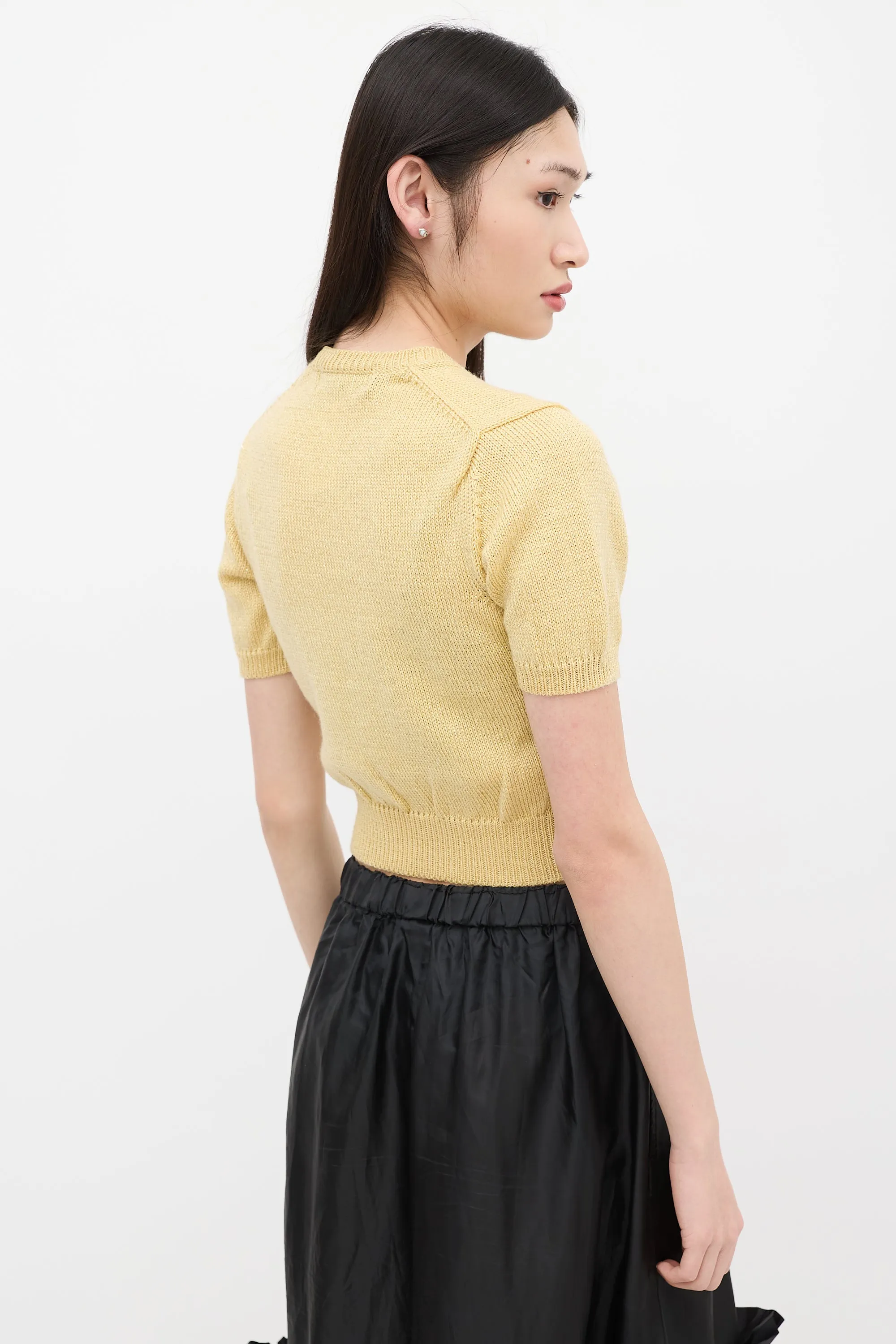 Yellow Sparkle Wool Knit Sweater