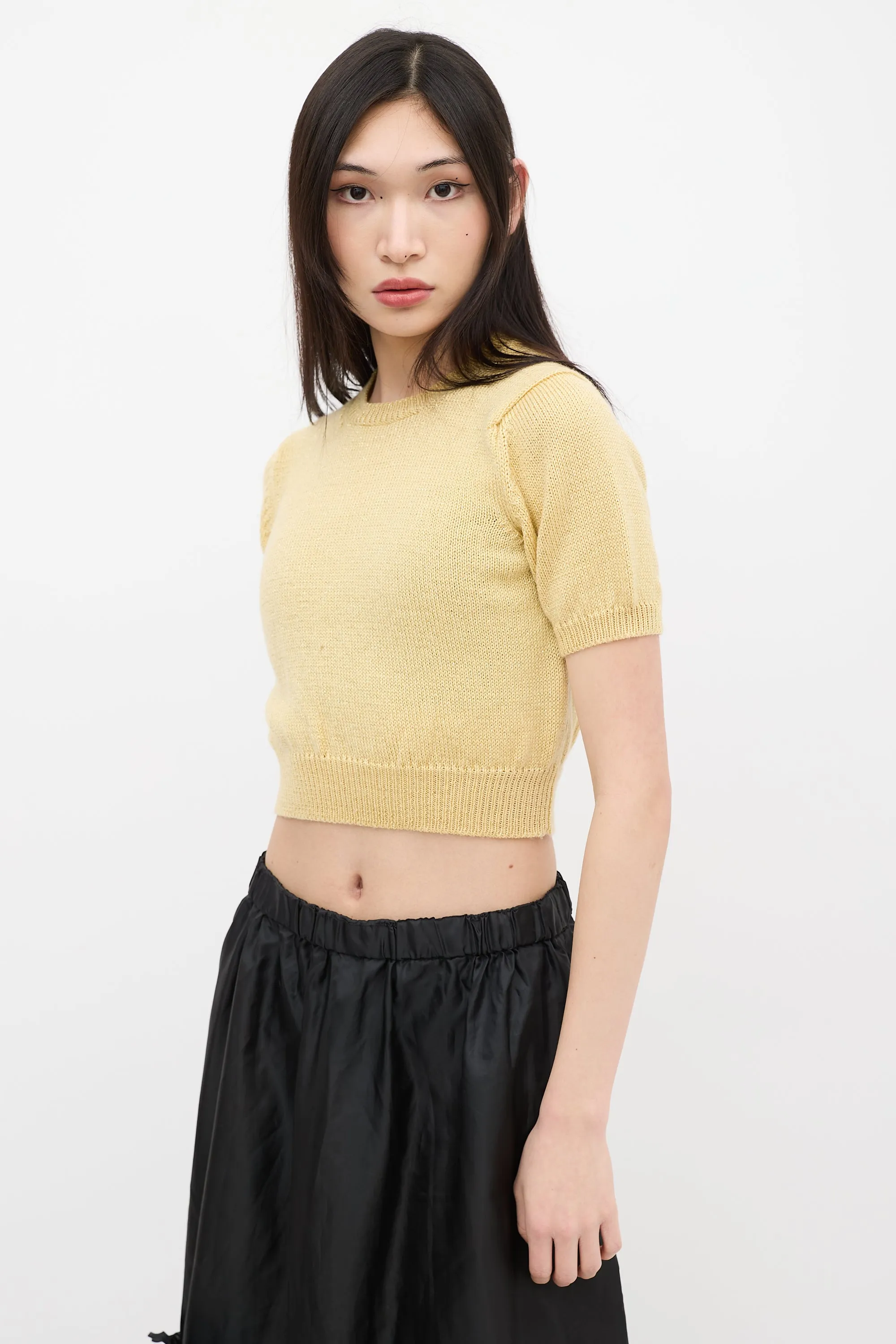Yellow Sparkle Wool Knit Sweater