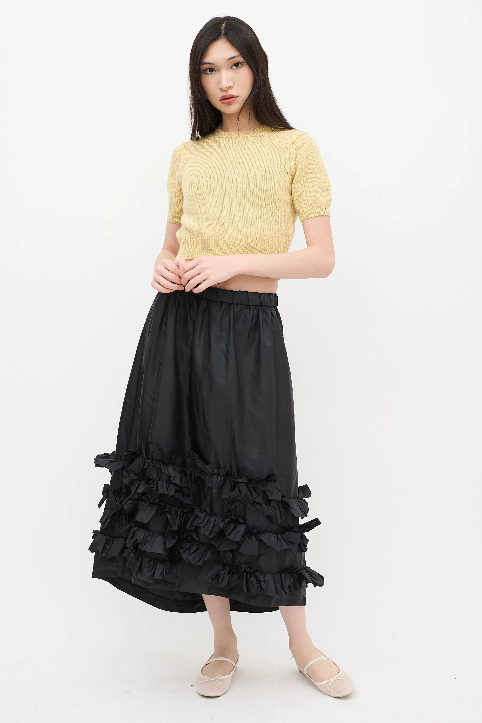 Yellow Sparkle Wool Knit Sweater
