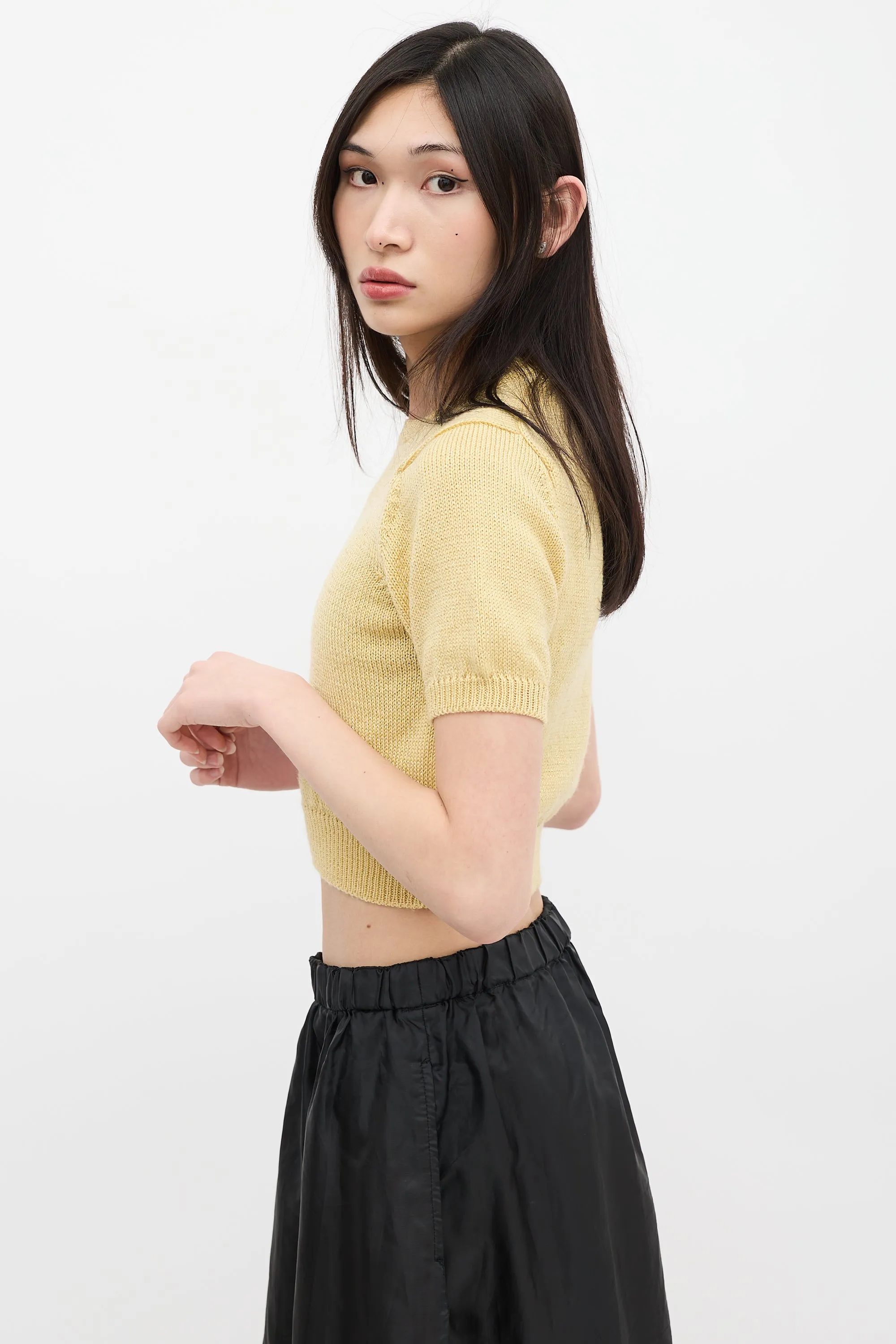 Yellow Sparkle Wool Knit Sweater