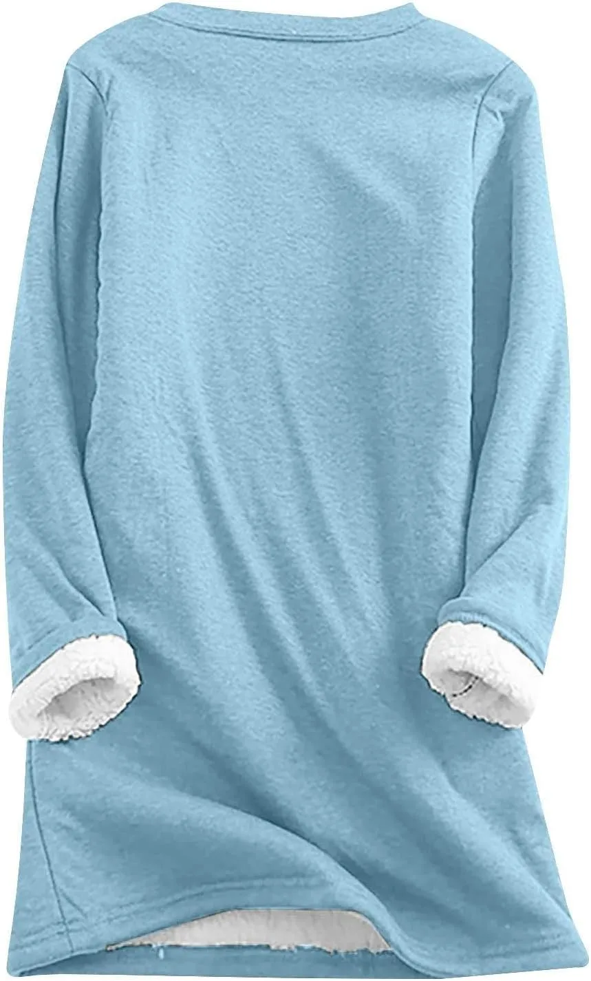 Yes,I'm Still -Me 24:7 Sherpa Lined Sweatshirt Women Faux Thermal Fluffy Coat Casual Loose Loungewear