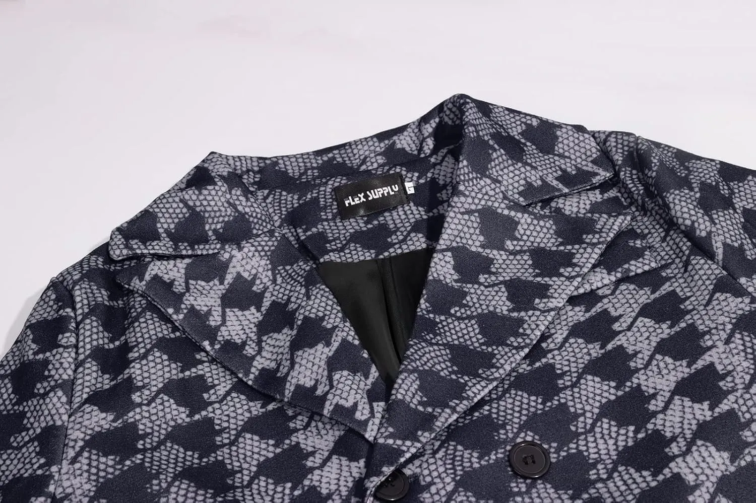 yoeasy Men's Printed Notched Collar Plaid Double Breasted Trench Coat Mid Length Slim Fit Woolen Blend Pea Coat