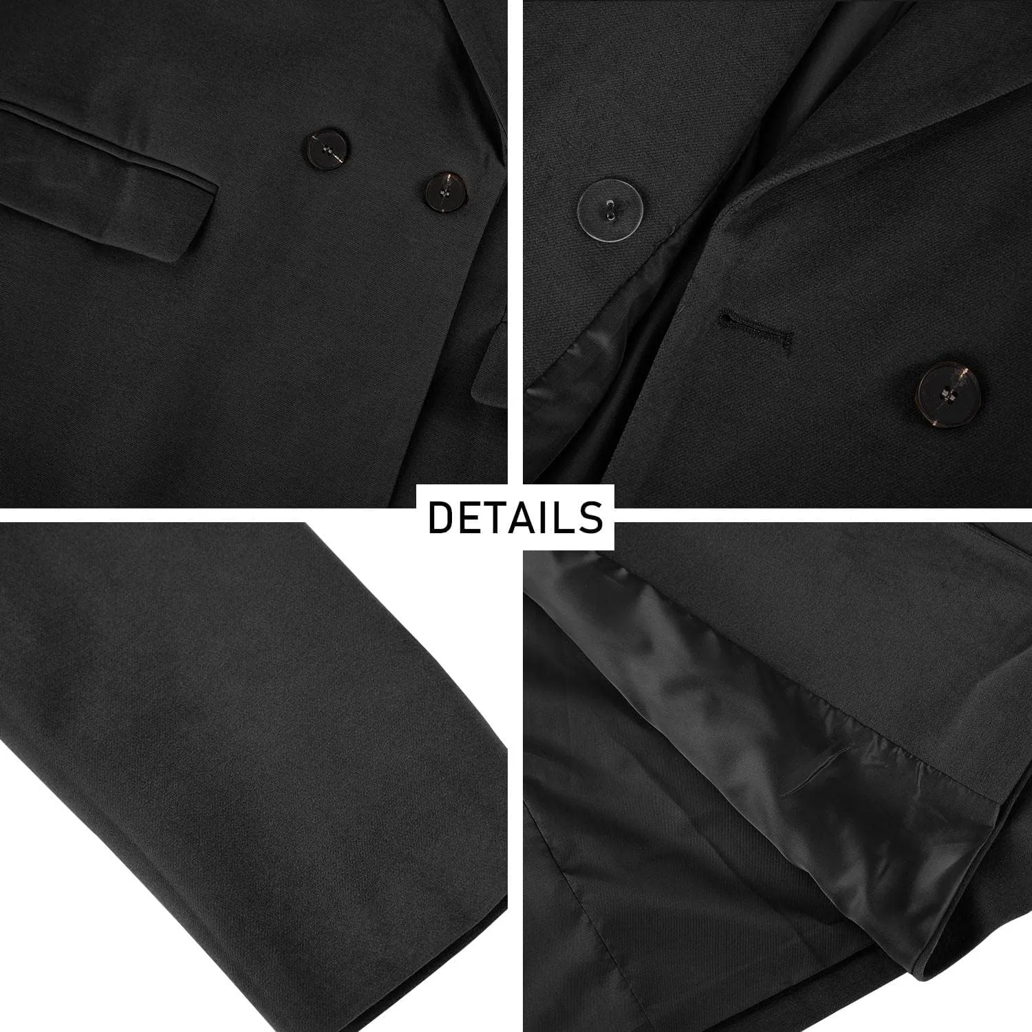 Zwurew Women's Double Breasted Pea Coat Winter Notched Lapel Collar Wool Blend Long Trench Coat Jackets